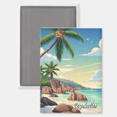 Aimant Seychelles Anse Source d'Argent Beach Travel (Recto/Verso)