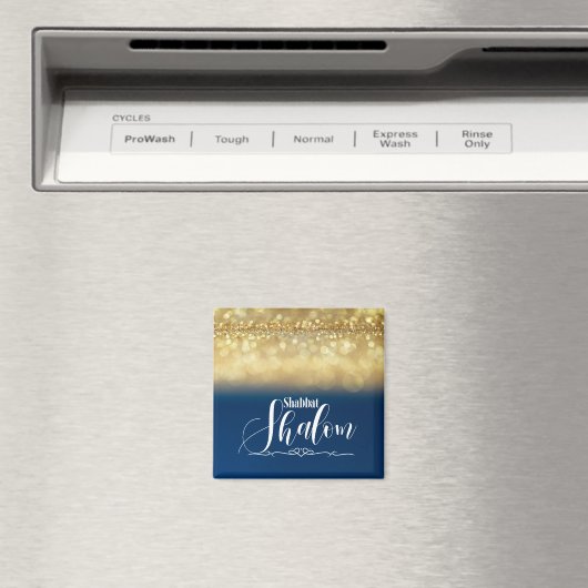 Aimant Shabbat Shalom Blue Gold Parties scintillant Spark (In Situ (Lave-vaisselle))