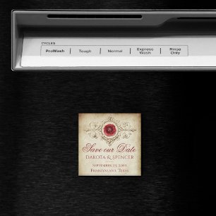 Aimant Shabby Chic   Deep Red Grunge Rose Enregistrer la