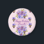 Aimant Shabby Rose Rose Floral Tea Party violet<br><div class="desc">Shabby Chic Rose Rose Floral Tea Party Magnet,  avec un nom entièrement personnalisable. Conçu à partir d'une de mes aquarelles.</div>