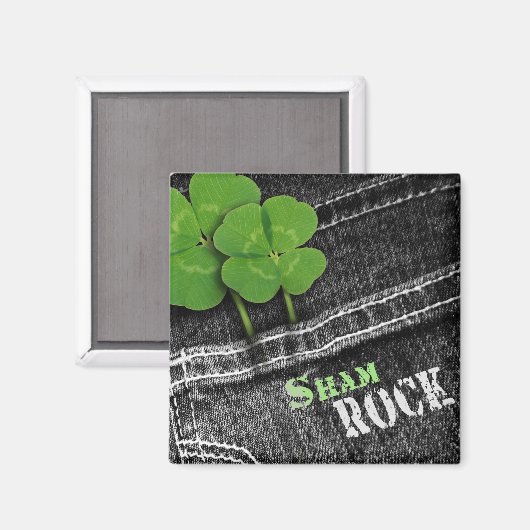 Aimant Sham Rock. Black Denim St. Patrick's Day (Recto/Verso)