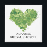 Aimant Shamrock Coeur Fête des mariées Favoriser l'aimant<br><div class="desc">Chanceux en amour irlandais shamrock coeur nuptiale douche de faveur marché.. Objets correspondants disponibles dans notre boutique.</div>