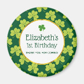 Aimant Shamrock de Clover Vert mignon Anniversaire Motif (Devant)