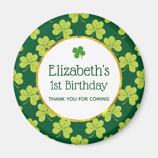 Aimant Shamrock de Clover Vert mignon Anniversaire Motif (Devant)