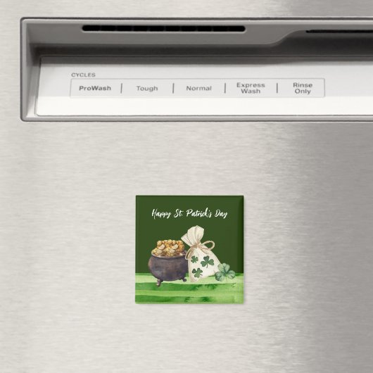 Aimant Shamrock de la Saint-Patrick Clover and Pot (In Situ (Lave-vaisselle))