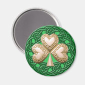 Aimant Shamrock d'or sur l'aimant de noeuds celtiques (Recto/Verso)