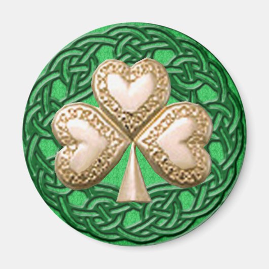 Aimant Shamrock d'or sur l'aimant de noeuds celtiques (Devant)
