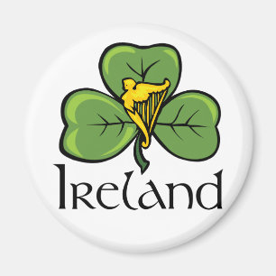Aimant Shamrock et harpe de l'Irlande