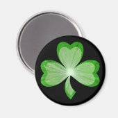 Aimant Shamrock frigo magnétique rond noir (Recto/Verso)