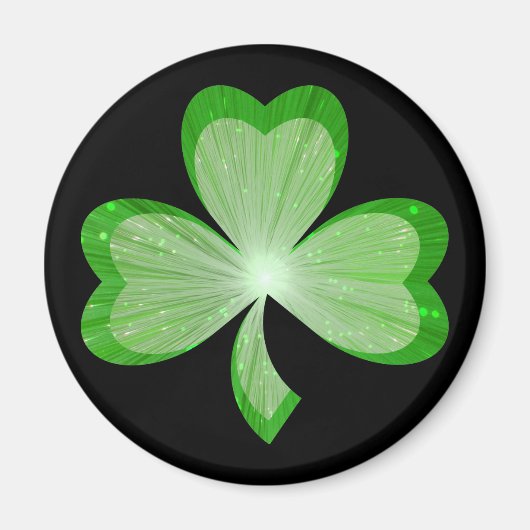 Aimant Shamrock frigo magnétique rond noir (Devant)