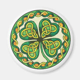 Aimant Shamrock irlandais en noeuds celtiques
