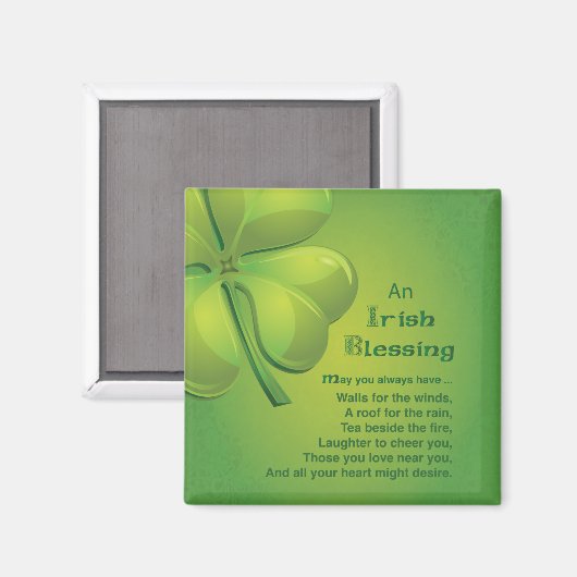 Aimant Shamrock vert d'Irlande Blessings (Recto/Verso)