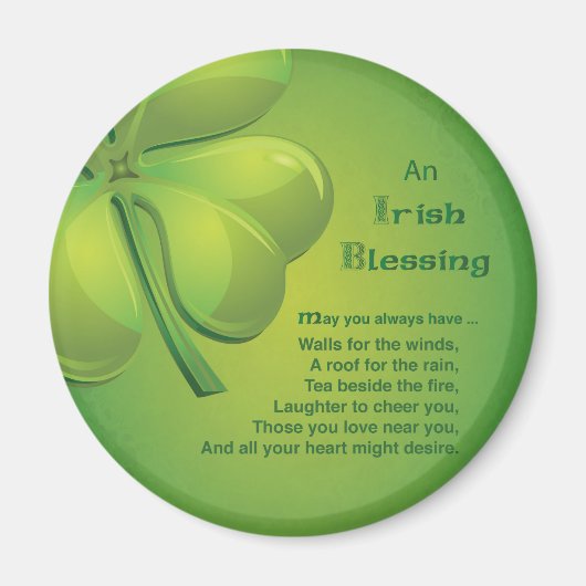Aimant Shamrock vert d'Irlande Blessings (Devant)