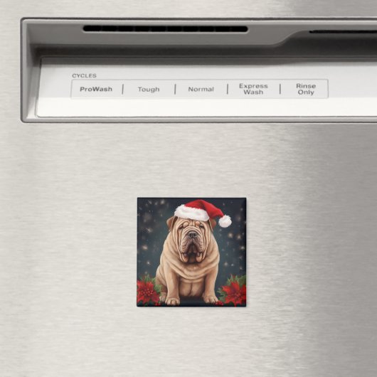 Aimant Shar Pei Chien dans Noël de neige (In Situ (Lave-vaisselle))