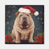 Aimant Shar Pei Chien dans Noël de neige (Devant)