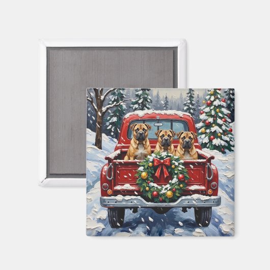 Aimant Shar Pei Christmas Red Truck Holiday (Recto/Verso)