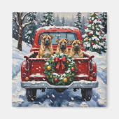Aimant Shar Pei Christmas Red Truck Holiday (Devant)