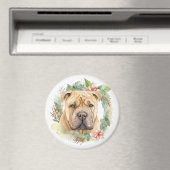Aimant Shar Pei Christmas Wreath Festive Pup (In Situ (Lave-vaisselle))