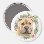 Aimant Shar Pei Christmas Wreath Festive Pup (Recto/Verso)