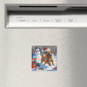 Aimant Shar Pei coule dans la neige avec le Casquette de  (In Situ (Lave-vaisselle))