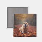 Aimant Shar Pei dans l'automne Feuilles automne Inspire (Recto/Verso)