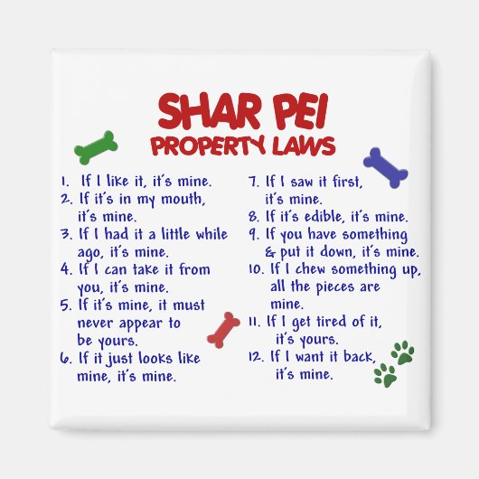Aimant SHAR PEI, propriété Lois 2 (Devant)