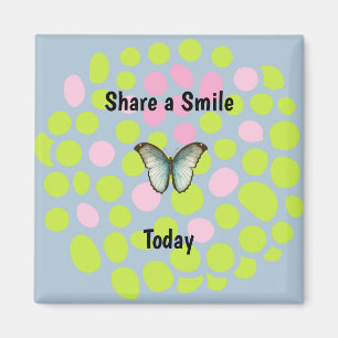 Aimant Share a Smile Green, Pink Dots & Butterfly