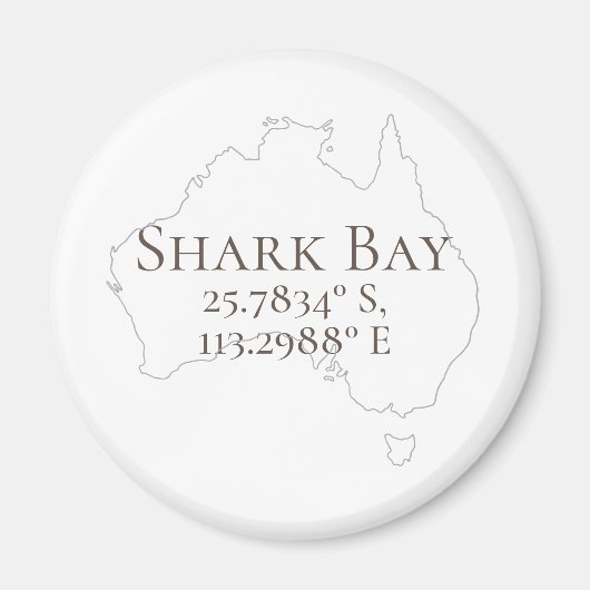 Aimant Shark Bay Australie Latitude & Longitude (Devant)