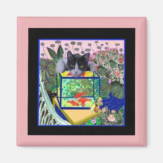 Aimant Sheba's Goldfish, Cat, Art Parody, (Devant)