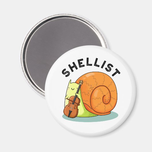 Aimant Shellist Funny Snail Cello Pun (Recto/Verso)