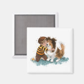 Aimant Sheltie and Boy Dog Hug (Recto/Verso)