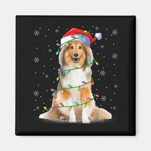 Aimant Sheltie Dog Lover Xmas Lighting Santa Sheltie Chri (Devant)