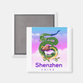 Aimant Shenzhen Chine Dragon poster voyage (Recto/Verso)