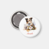 Aimant Shetland Sheepdog Chiot Pet Aquarelle (Recto/Verso)