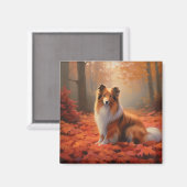 Aimant Shetland Sheepdog en automne Feuilles automne Insp (Recto/Verso)
