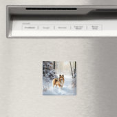 Aimant Shetland Sheepdog Laisser neiger Noël (In Situ (Lave-vaisselle))