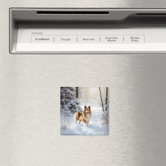 Aimant Shetland Sheepdog Laisser neiger Noël (In Situ (Lave-vaisselle))