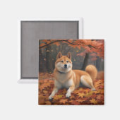 Aimant Shib Inu en automne Leaves automne Inspire (Recto/Verso)
