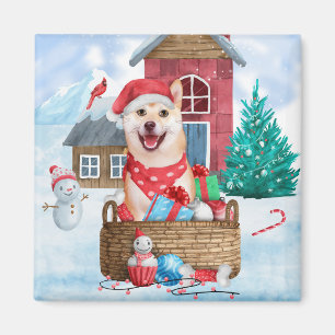 Aimant Shiba Inu Chien dans la neige Maison de Chien de N