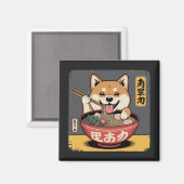 Aimant Shiba Inu Chien Mangeant Ramen (Recto/Verso)