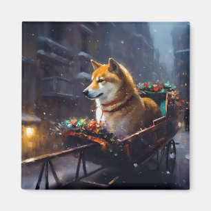 Aimant Shiba Inu période de fêtes de Noël