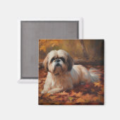 Aimant Shih Tzu à l'automne Feuilles automne Inspire (Recto/Verso)