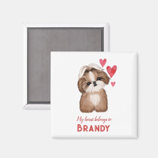 Aimant Shih Tzu A Personnalisé Mon Coeur Appartient À (Recto/Verso)