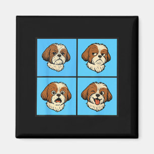Aimant Shih Tzu Attitude d'humeur Halloween Visages