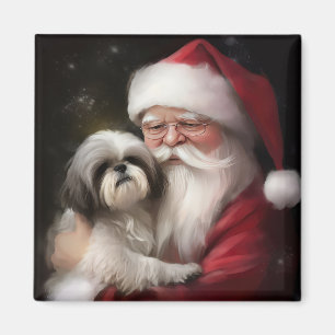 Aimant Shih Tzu Avec Noël Festif Du Père Noël