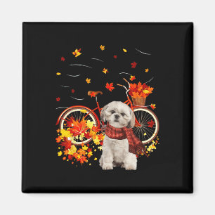 Aimant Shih Tzu Bike Automne Chien Leaf Automne Fun Autom