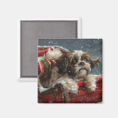Aimant Shih Tzu Chien Festif de Noël (Recto/Verso)