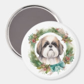 Aimant Shih Tzu Christmas Wreath Festive Pup (Recto/Verso)