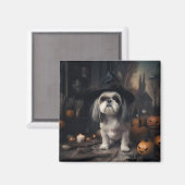 Aimant Shih Tzu Citrouilles Halloween effrayant (Recto/Verso)