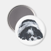 Aimant Shih Tzu noir et blanc (Recto/Verso)